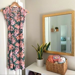 LOFT Maternity Lily Ruffle Tie Waist Dress Medium